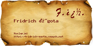 Fridrich Ágota névjegykártya